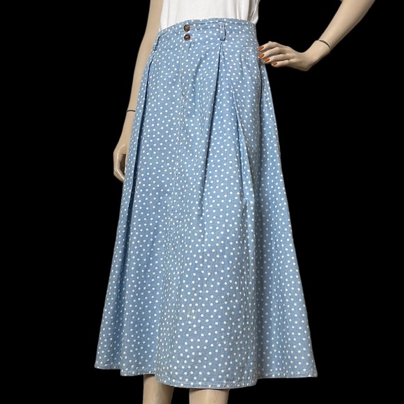 Vintage 90s Polka Dot Liz Wear Flared Skirt - Picture 2 of 16